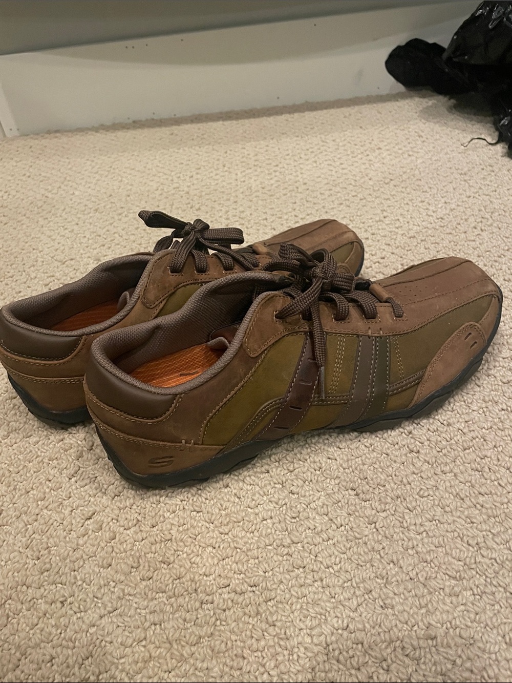 Skechers Men's Olive and Brown Lace-Up Sneakers